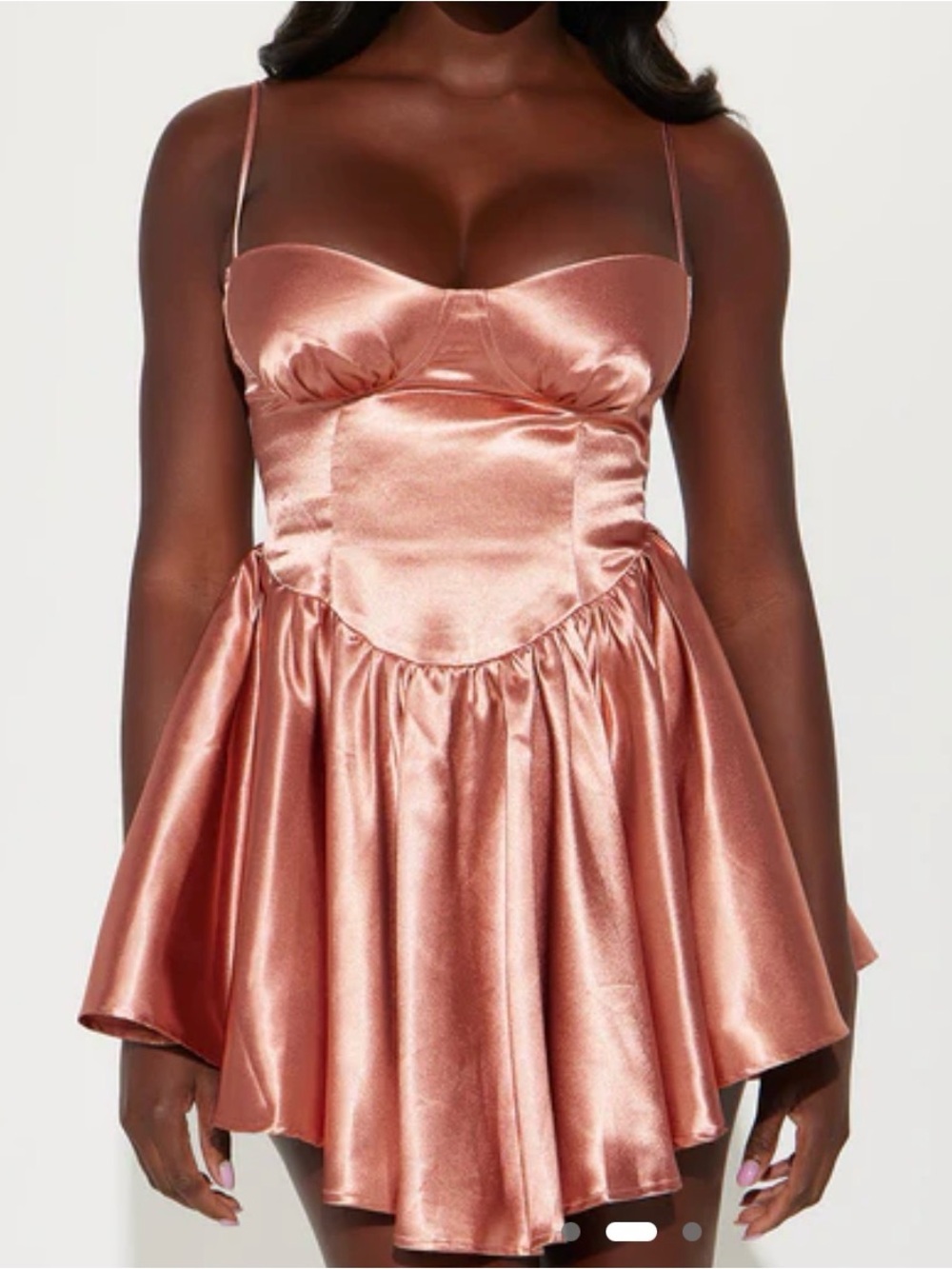 Fashion Nova Rose Copper Satin Mini Dress